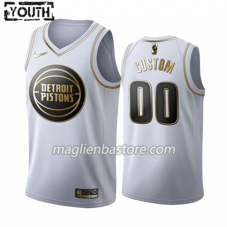 Maglia NBA Detroit Pistons Personalizzate Nike 2019-20 Bianco Golden Edition Swingman - Bambino